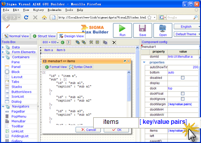 Add new items to a menu tab stack